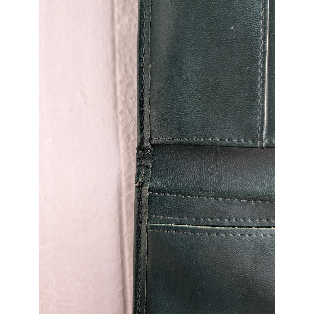 Vintage Tandem Bags Dark Green Leather Wallet Clutch Crest Embossed 05G - Picture 13 of 13